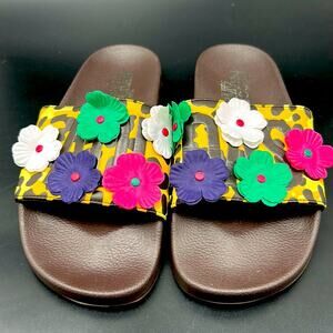 ADIDAS JEREMY SCOTT ADILETTE LEOPARD FLORAL PRINT SLIPPER SLIDE SANDAL SIZE 7